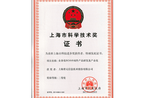 荣获"上海市科技进步奖"二等奖（2005年）