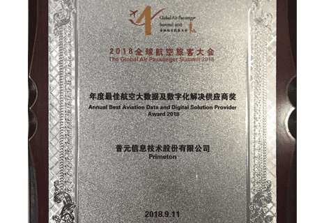 荣获2018年度最佳航空大数据及数字化解决方案供应商奖